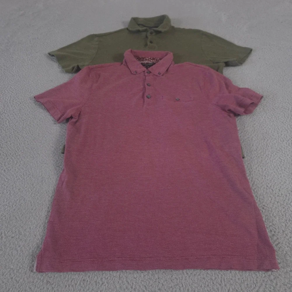 LOT OF 2 Banana Republic Polo Shirt Mens Medium Multi Luxury Touch Cotton Bundle